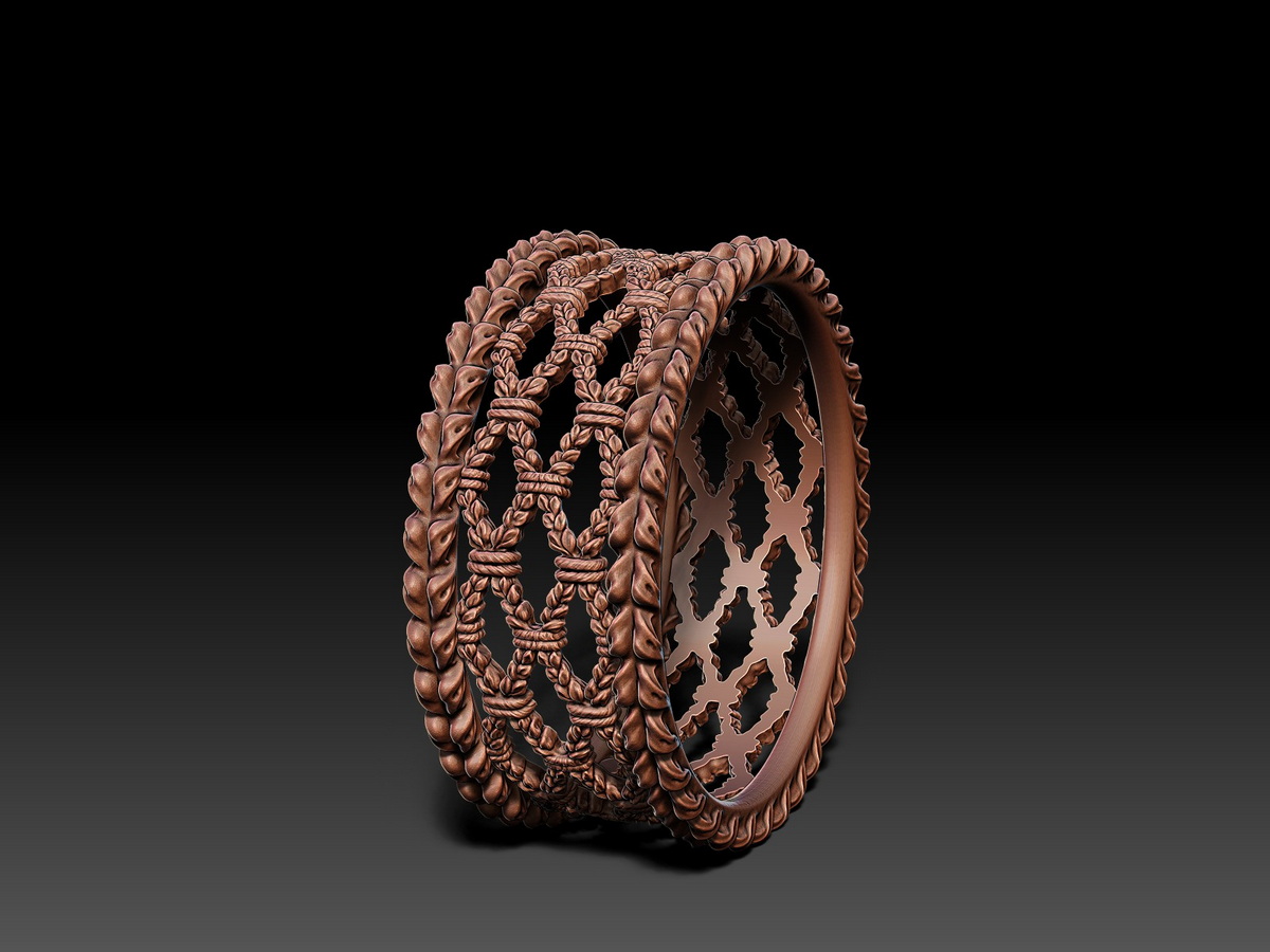 Spikelets Ring shown from the opposite angle, revealing the detailed wheat spikelet-inspired ornament, floral elements, and openwork structure.